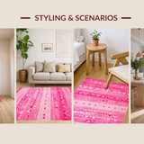 Ultra Soft Area Rug, Non Slip, Stain Resistant, Washable Area Rugs for Living Room, Bedroom, Stylish Elegant Heart Imagery(Pink)