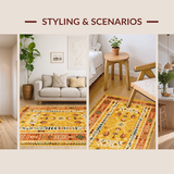 Ultra Soft Area Rug, Non Slip, Stain Resistant, Washable Area Rugs for Living Room, Bedroom, Artisanal Crochet Insert Feature(Yellow)