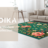 Ultra Soft Area Rug, Non Slip, Stain Resistant, Washable Area Rugs for Living Room, Bedroom, Sophisticated Distressed Floral Harmony(Green)