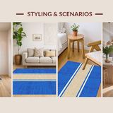 Ultra Soft Area Rug, Non Slip, Stain Resistant, Washable Area Rugs for Living Room, Bedroom, Serene Blue Tan Color Fusion(Blue)