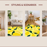 Ultra Soft Area Rug, Non Slip, Stain Resistant, Washable Area Rugs for Living Room, Bedroom, Radiant Lemon Patterned Elegance(Yellow)