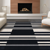 Ultra Soft Area Rug, Non Slip, Stain Resistant, Washable Area Rugs for Living Room, Bedroom, Coastal Black And White Rug: Front Door Striped Welcome Mat(Black)