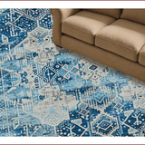 Ultra Soft Area Rug, Non Slip, Stain Resistant, Washable Area Rugs for Living Room, Bedroom, Chic Abstract Diamond Pattern(Blue)