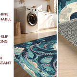 Ultra Soft Area Rug, Non Slip, Stain Resistant, Washable Area Rugs for Living Room, Bedroom, Oceanic Creature Rug - Marine Theme Decorative Art Carpet(Blue)