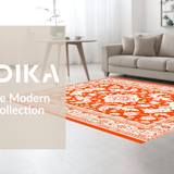 Ultra Soft Area Rug, Non Slip, Stain Resistant, Washable Area Rugs for Living Room, Bedroom, Elegant Textured Diamond Composition(Orange)