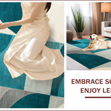 Ultra Soft Area Rug, Non Slip, Stain Resistant, Washable Area Rugs for Living Room, Bedroom, Abstract Brown and Teal Dining Room Accent Carpet(Blue)