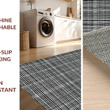 Ultra Soft Area Rug, Non Slip, Stain Resistant, Washable Area Rugs for Living Room, Bedroom, Ink & Linen Stripe Rug, Woven Graphic Carpet, Linear Art Floor Mat(Black)