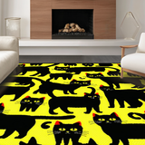 Ultra Soft Area Rug, Non Slip, Stain Resistant, Washable Area Rugs for Living Room, Bedroom, Contemporary Minimalist Cat Design(Black)