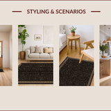Ultra Soft Area Rug, Non Slip, Stain Resistant, Washable Area Rugs for Living Room, Bedroom, Earthy Toned Country Aesthetic(Black)