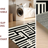 Modern Black and White Striped Area Unique Woven Design for Stylish Homes(Beige)