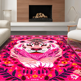 Ultra Soft Area Rug, Non Slip, Stain Resistant, Washable Area Rugs for Living Room, Bedroom, Vibrant Jungle-Themed Decor(Pink)