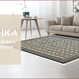 Ultra Soft Area Rug, Non Slip, Stain Resistant, Washable Area Rugs for Living Room, Bedroom, Trellis Frieze Geometric(Black)