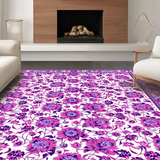 Ultra Soft Area Rug, Non Slip, Stain Resistant, Washable Area Rugs for Living Room, Bedroom, Artistic Abstract Floral Waves(Purple)