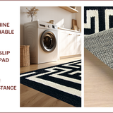 Ultra Soft Area Rug, Non Slip, Stain Resistant, Washable Area Rugs for Living Room, Bedroom, Greek Key Black Stair Treads Stain Resistant(Black)