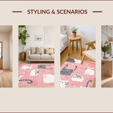 Ultra Soft Area Rug, Non Slip, Stain Resistant, Washable Area Rugs for Living Room, Bedroom, Charming Irregular Cartoon Aesthetic(Pink)