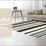 Ultra Soft Area Rug, Non Slip, Stain Resistant, Washable Area Rugs for Living Room, Bedroom, Ivory Black Kitchen Easy-Cleaning Area Rug(White)