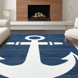 Ultra Soft Area Rug, Non Slip, Stain Resistant, Washable Area Rugs for Living Room, Bedroom, Modern Abstract Ocean Motif(Blue)