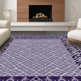 Ultra Soft Area Rug, Non Slip, Stain Resistant, Washable Area Rugs for Living Room, Bedroom, Artful Purple Symmetrical Design(Purple)