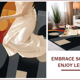 Ultra Soft Area Rug, Non Slip, Stain Resistant, Washable Area Rugs for Living Room, Bedroom, Abstract Black Geometric Living Room Area Rug(Black)