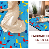 Ultra Soft Area Rug, Non Slip, Stain Resistant, Washable Area Rugs for Living Room, Bedroom, Vibrant Musical Harmony Theme(Blue)