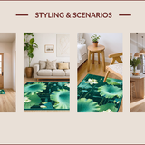 Ultra Soft Area Rug, Non Slip, Stain Resistant, Washable Area Rugs for Living Room, Bedroom, Vibrant Green Lotus Leaf Aesthetic(Green)
