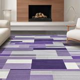 Ultra Soft Area Rug, Non Slip, Stain Resistant, Washable Area Rugs for Living Room, Bedroom, Elegant Grey Purple Symmetrical Design(Purple)