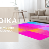 Ultra Soft Area Rug, Non Slip, Stain Resistant, Washable Area Rugs for Living Room, Bedroom, Whimsical Rainbow Abstract Design(Yellow)