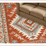 Ultra Soft Area Rug, Non Slip, Stain Resistant, Washable Area Rugs for Living Room, Bedroom, Rustic Earthy Geometric Aesthetic(Red)