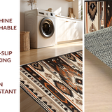 Ultra Soft Area Rug, Non Slip, Stain Resistant, Washable Area Rugs for Living Room, Bedroom, Cultural Rustic Geometric Aesthetic(Brown)