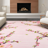 Ultra Soft Area Rug, Non Slip, Stain Resistant, Washable Area Rugs for Living Room, Bedroom, Charming Sakura Floral Motif(Pink)
