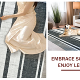 Ultra Soft Area Rug, Non Slip, Stain Resistant, Washable Area Rugs for Living Room, Bedroom, Black and White Striped Rug, Digital Print Design(Black)