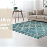 Ultra Soft Area Rug, Non Slip, Stain Resistant, Washable Area Rugs for Living Room, Bedroom, Elegant Oceanic Distressed Motif(Blue)