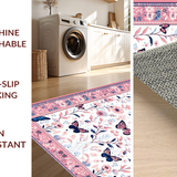 Ultra Soft Area Rug, Non Slip, Stain Resistant, Washable Area Rugs for Living Room, Bedroom, Whimsical Butterfly Motif Delight(Pink)