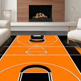 Ultra Soft Area Rug, Non Slip, Stain Resistant, Washable Area Rugs for Living Room, Bedroom, Playful Court Lines Design(Orange)