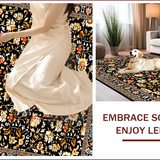 Ultra Soft Area Rug, Non Slip, Stain Resistant, Washable Area Rugs for Living Room, Bedroom, Traditional Floral Entryway Non-Shedding Rug(Black)
