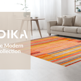 Ultra Soft Area Rug, Non Slip, Stain Resistant, Washable Area Rugs for Living Room, Bedroom, Dynamic Curved Lines with Rich Colors(Orange)