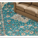 Ultra Soft Area Rug, Non Slip, Stain Resistant, Washable Area Rugs for Living Room, Bedroom, Rustic Vintage Medallion Aesthetic(Blue)