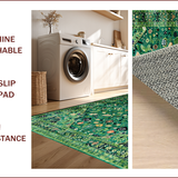 Ultra Soft Area Rug, Non Slip, Stain Resistant, Washable Area Rugs for Living Room, Bedroom, Chic Nature-Inspired Floral Motif(Green)