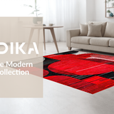 Ultra Soft Area Rug, Non Slip, Stain Resistant, Washable Area Rugs for Living Room, Bedroom, Artful Circular Design Aesthetic(Red)