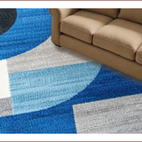 Ultra Soft Area Rug, Non Slip, Stain Resistant, Washable Area Rugs for Living Room, Bedroom, Contemporary Grey and Teal Easy Care Rug for Minimalist Homes(Blue)