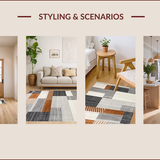 Ultra Soft Area Rug, Non Slip, Stain Resistant, Washable Area Rugs for Living Room, Bedroom, Chic Neutral Toned Geometric Motif(Gray)