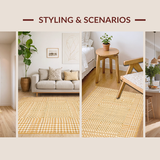 Ultra Soft Area Rug, Non Slip, Stain Resistant, Washable Area Rugs for Living Room, Bedroom, Refined Abstract Linear Arrangement(Beige)