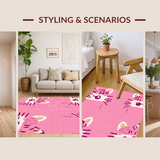 Ultra Soft Area Rug, Non Slip, Stain Resistant, Washable Area Rugs for Living Room, Bedroom, Adorable Plush Animal Shape Design(Pink)