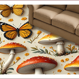 Ultra Soft Area Rug, Non Slip, Stain Resistant, Washable Area Rugs for Living Room, Bedroom, Butterfly Mushroom Low-Profile Seasonal Rug(Yellow)