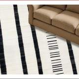 Ultra Soft Area Rug, Non Slip, Stain Resistant, Washable Area Rugs for Living Room, Bedroom, Chic Striped Minimalist Aesthetic(Black)