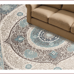 Ultra Soft Area Rug, Non Slip, Stain Resistant, Washable Area Rugs for Living Room, Bedroom, Boho Transitional Damask(Beige) - ODIKA