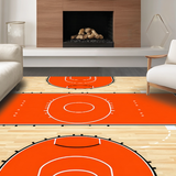 Ultra Soft Area Rug, Non Slip, Stain Resistant, Washable Area Rugs for Living Room, Bedroom, Dynamic Basketball Motif Round Mat(Orange)
