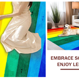 Ultra Soft Area Rug, Non Slip, Stain Resistant, Washable Area Rugs for Living Room, Bedroom, Sleek Modern Rainbow Accents(Blue)