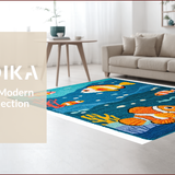 Ultra Soft Area Rug, Non Slip, Stain Resistant, Washable Area Rugs for Living Room, Bedroom, Colorful Sea Animals Kids Playroom Washable Rug(Blue)