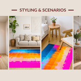 Ultra Soft Area Rug, Non Slip, Stain Resistant, Washable Area Rugs for Living Room, Bedroom, Dynamic Colorful Expressionist Design(Blue)